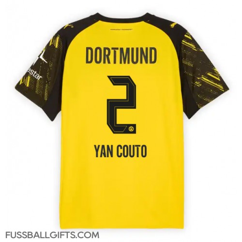 Borussia Dortmund Yan Couto #2 Fußballbekleidung Heimtrikot 2025-26 Kurzarm